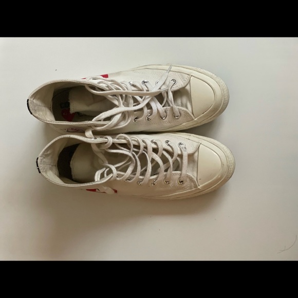 Comme des Garcons PLAY X Converse Milk Hi Top - Picture 4 of 5
